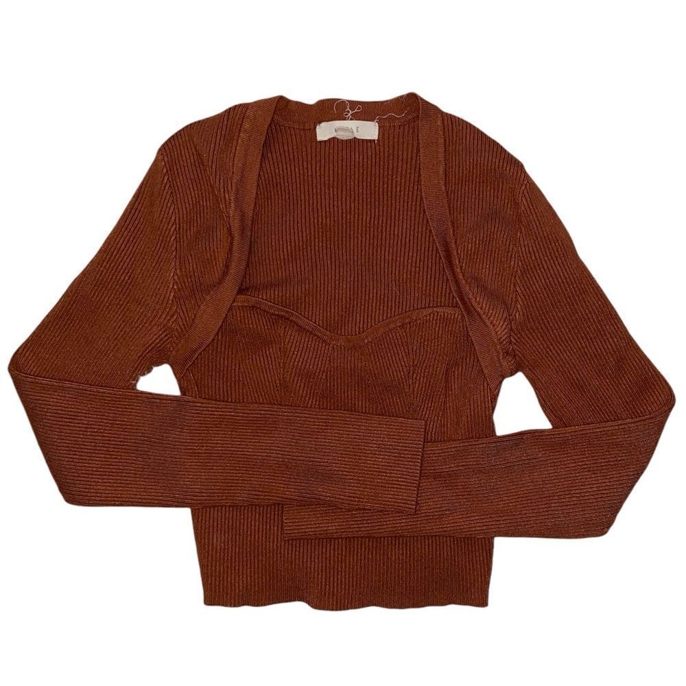 Anthropologie Rust Brown Ribbed Crop top